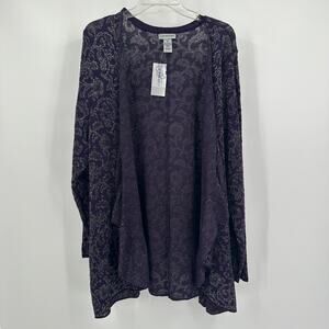 Catherines Womens Size 2X Open Front Kimono Cardigan‎ Metallic Sheer Lightweight